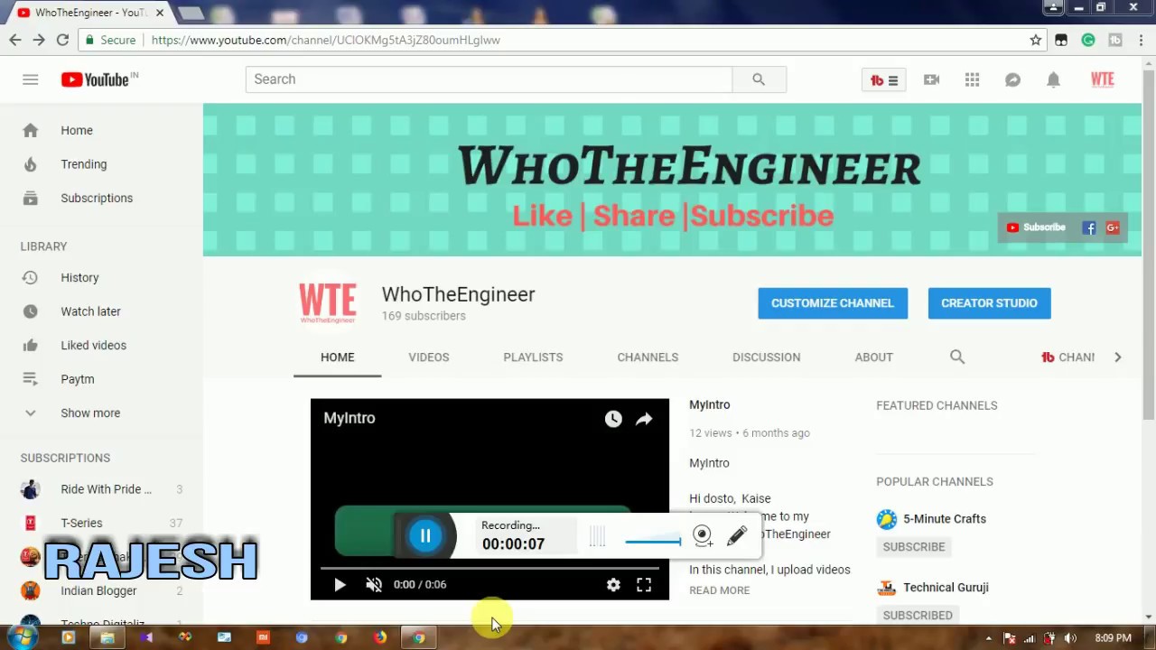 My Youtube channel name is change- WhoTheEngineer to Tech Above