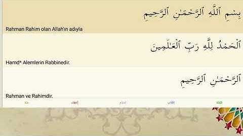 الفاتحة تلاوة بصوت مشاري العفاسي مترجمة للتركي Fatiha Suresi Türkçeye çevrildi