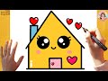 How to Draw a Cute House Easy ???????? | Kawaii House Drawing & Coloring Step by Step