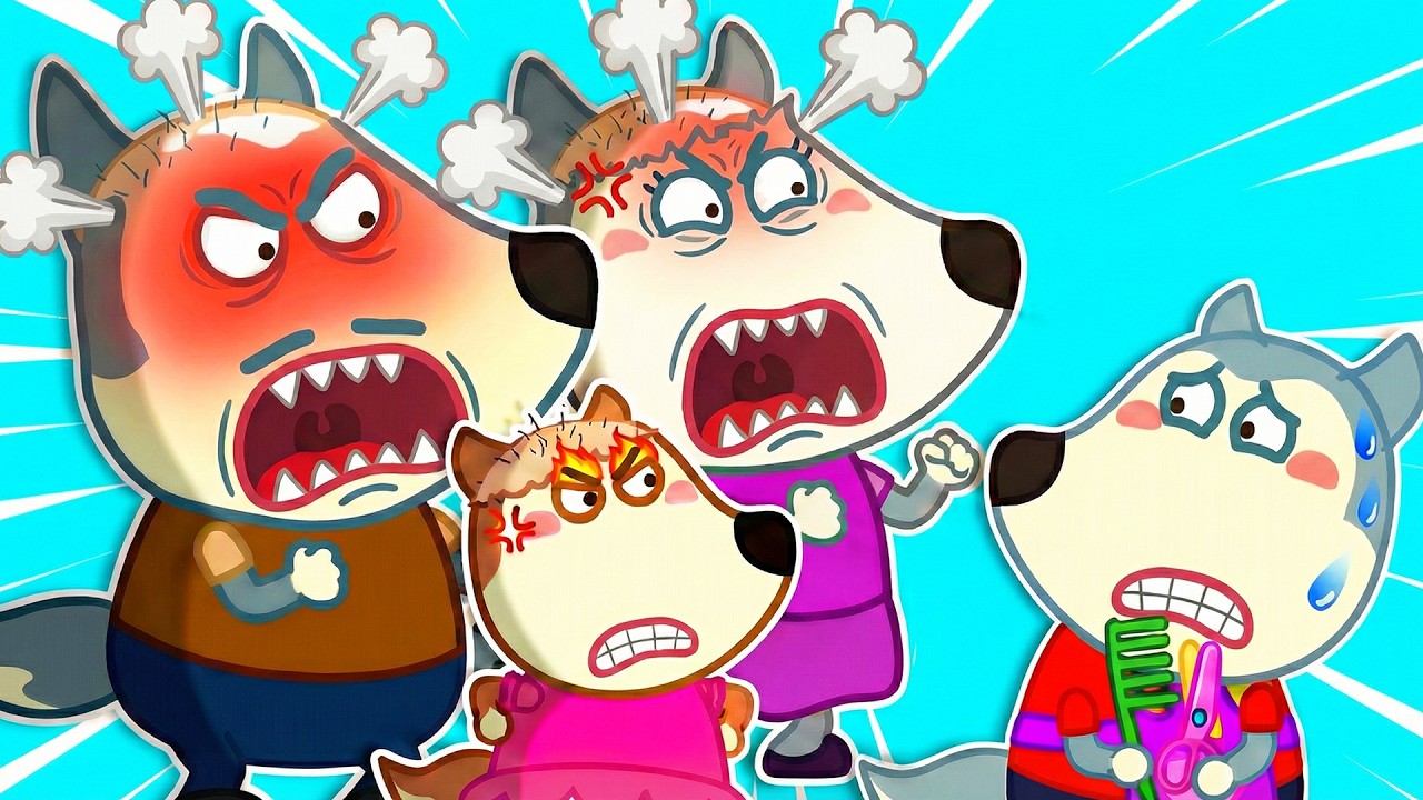 О нет! Что Вулфу сделал с причёсками всей семьи? | Весёлый момент с семьёй | Wolfoo Russian