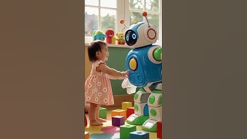 Baby girl and a robot #baby #cutebaby #cute #ai #babygirl #funny #shorts