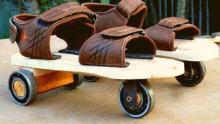 How to Make Wooden Sandals Roller Skates/ Bearing Skating Shoes