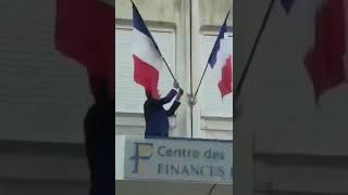 Centre Des Finances Publiques Eu Flag Thown To The Ground. Avrupa Birligi Bayragi Yere Atildi.