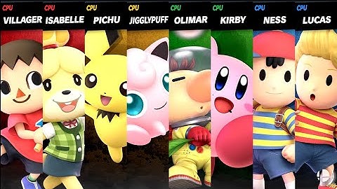 Villager and Isabelle VS Pichu and Jigglypuff VS Olimar and Kirby VS Ness and Lucas Smash Ultimate