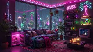 90s Chill Lofi Rain ☕🌧️ Night Mood Lofi & Cozy Apartment Vibes | Lofi Rain Playlist