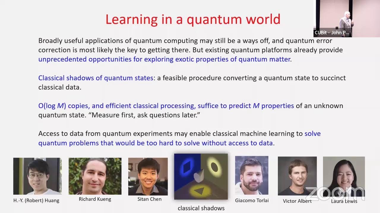 CUbit Seminar - November 13 2023 - Dr. John Preskill, Caltech - Learning in a quantum world