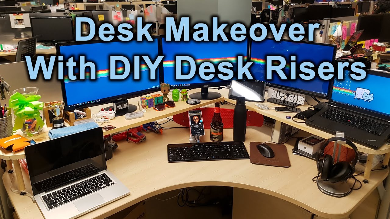 Worklog Office Desk Makeover W Diy Desk Risers Youtube