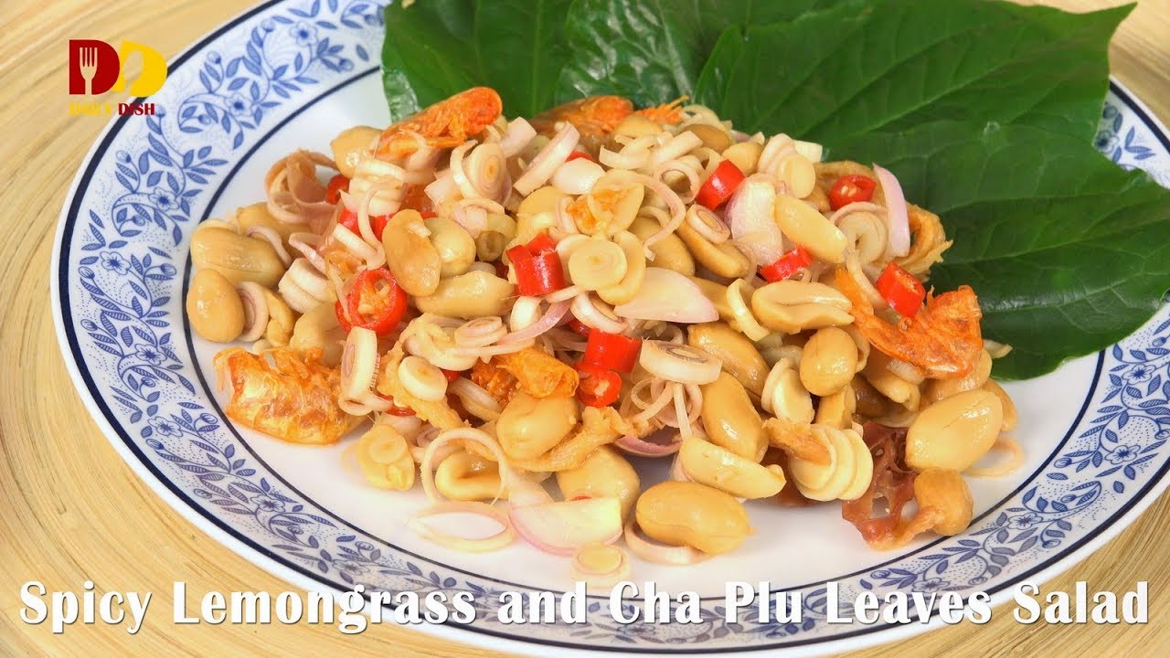 Spicy Lemongrass and Cha Plu Leaves Salad | Thai Food | Yum Ta Krai | ยำตะไคร้ใบชะพลู