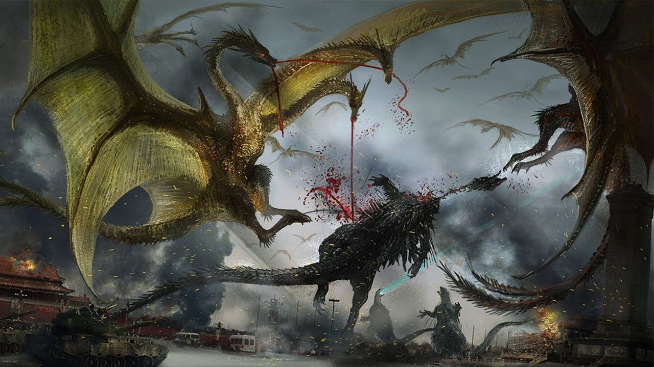 Legion of King Ghidorah Dragons inflict Armageddon on Godzilla's Family | Godzilla 2019 - YouTube