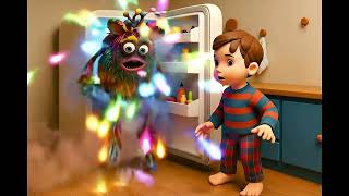 The Boy Opens The Fridge, And A Colorful, Furry Monster Jumps Out