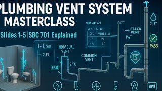 Plumbing Vent System SBC 701 Vent Design, Pipe Sizing, DFU Rules, Trap Arm Limits, Stack Vent Logic.