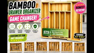 Bamboo Drawer Organizer Expandable Stylish Kitchen Hack