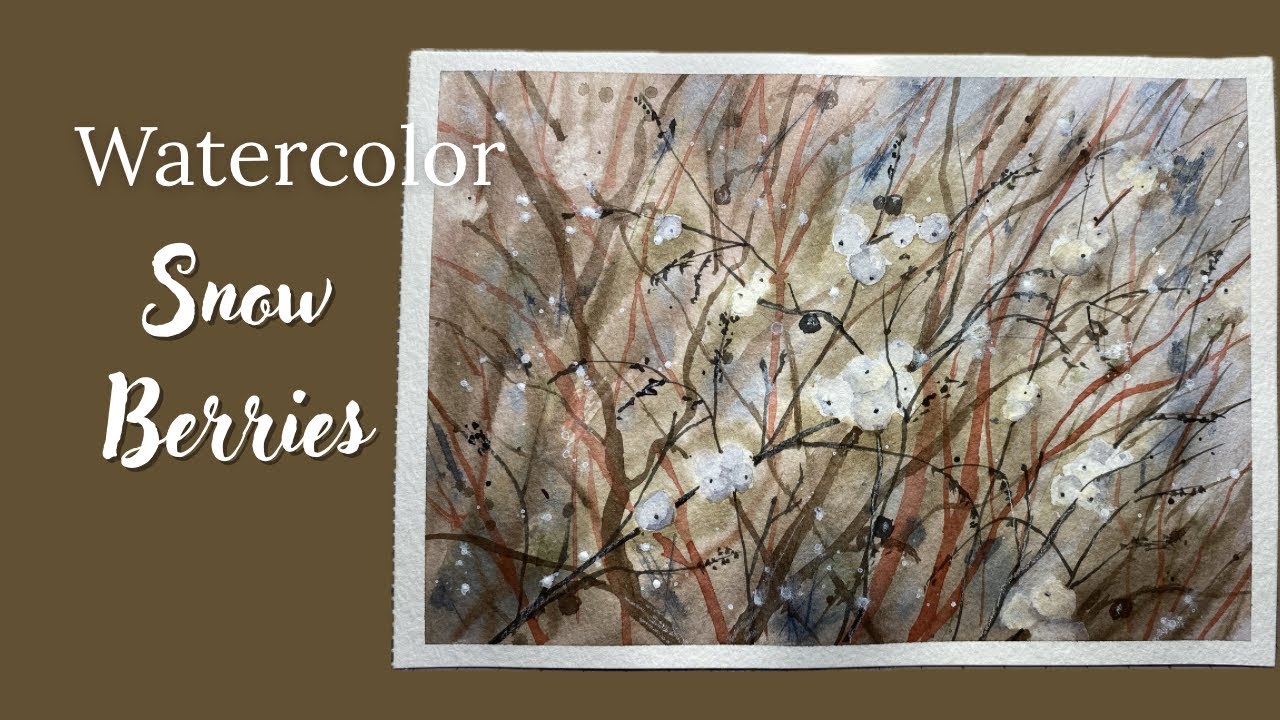 Watercolor Winter Berries (White Snow Berries)