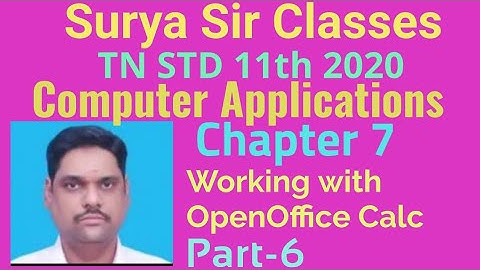 11 std Computer Applications chapter 7 Working with OpenOffice Calc part 6