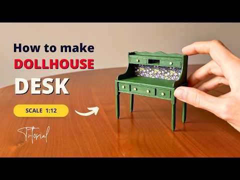 Как сделать письменный стол для кукольного домика | Мастер-класс по изготовлению мебели для кукол...