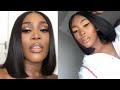 HOW TO GET YOUR CLOSURE/ FRONTAL SITTING EXTREMELY FLAT | BLUNT CUT BOB WIG FT Asteria Hair