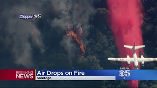 Large Brush Fire Burning Saratoga Hillside