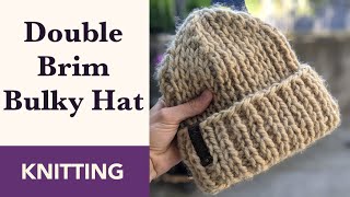 Chunky Knit Hat with Double Brim || Easy Chunky Knitted Beanie for Men.