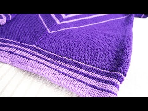 Пуловер с диагональными полосами вязание спицами
