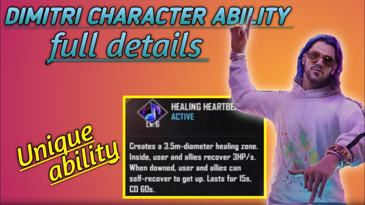 NEW DIMITRI CHARACTER ABILITY TEST | Unique character in free fire | Dimitri ability full details !!