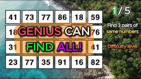 CAN YOU FIND THEM ALL?Find 3 pairs of identical numbers /Dementia Prevention Quizzes/Tests.53