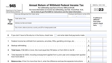 IRS Form 945 Instructions (Annual Return of Withheld Federal Income Tax)
