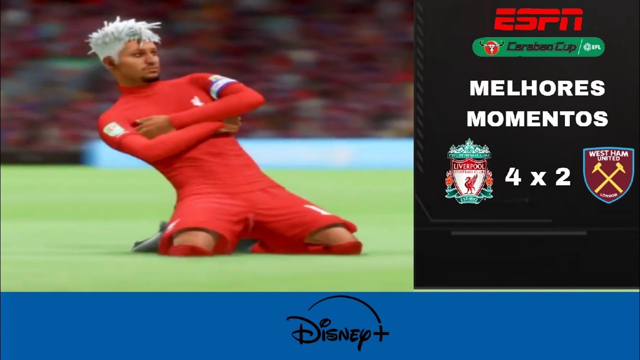 MELHORES MOMENTOS: Liverpool 4 x 2 West Ham | CARABAO CUP | FIFA 23