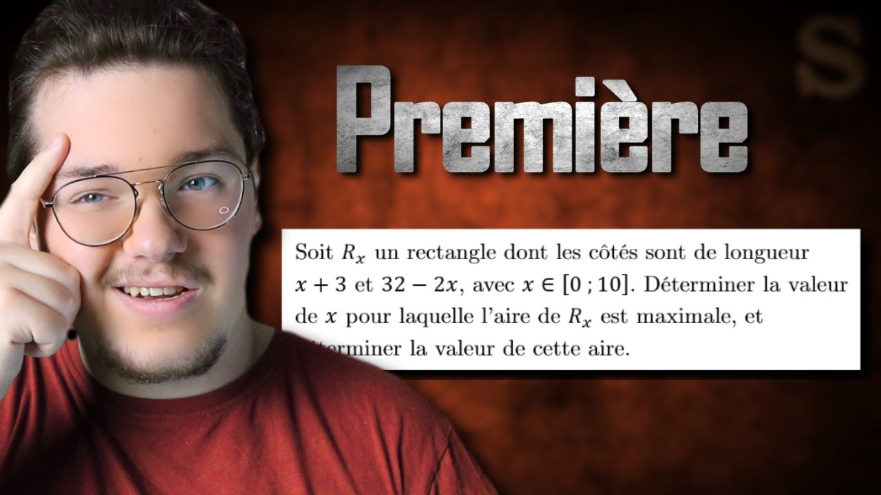 Forme canonique, second degré, extremum, maximum, équation, parabole, rectangle, aire, fonction