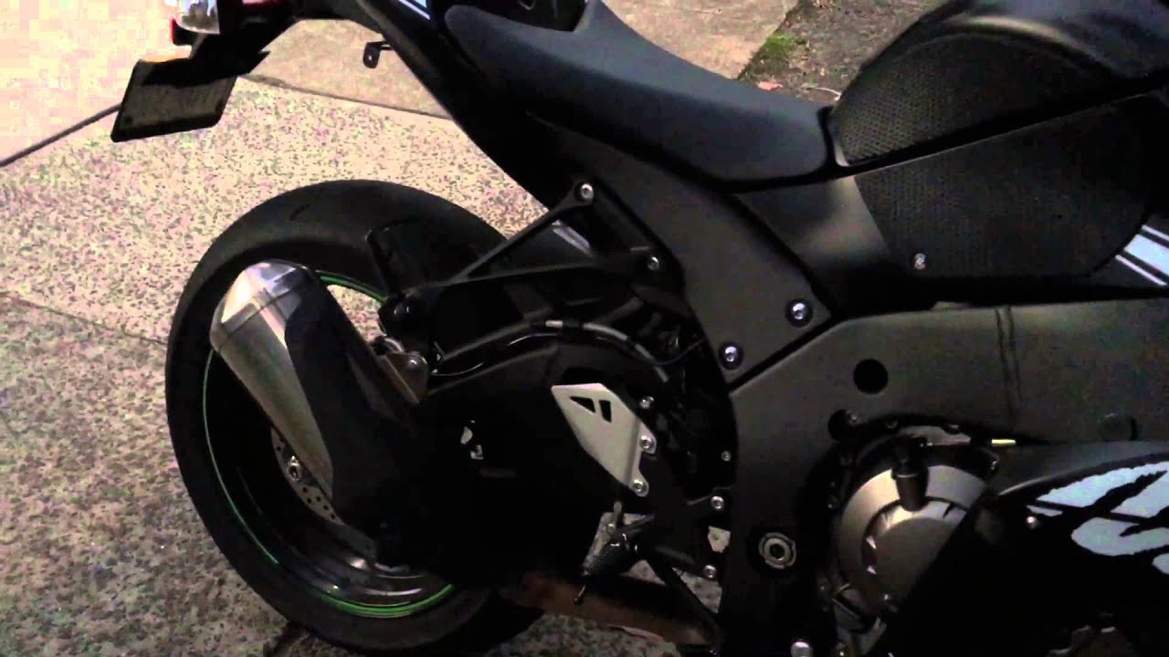 2016 ZX10R Stock Muffler with Akro Link Pipe YouTube