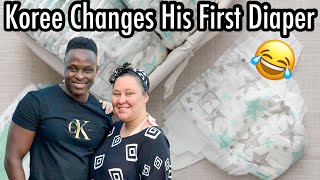 Koree Changes His First Diaper | Daddy Duty | DITL | Vlog |Baby | Infant | Sylvia And Koree Bichanga