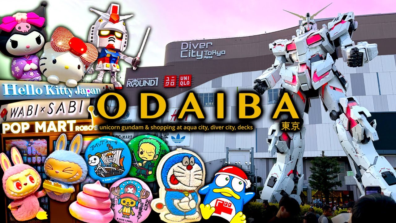 Shopping in Odaiba Tokyo: Unicorn Gundam, Disney, One Piece, POP Mart, Hello Kitty |ASMR Silent Vlog