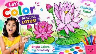 Lotus Flower Coloring 🌸 | Beautiful Lotus Drawing & Coloring Fun 🎨