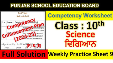 pseb competency based paper class 10th science worksheet 9 test 2024