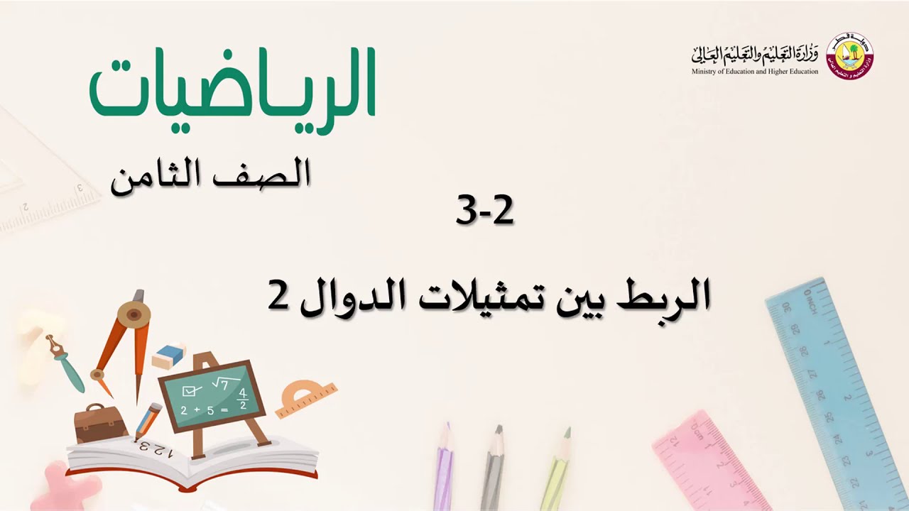 الصف الثامن   الرياضيات   الربط ببن تمثيلات الدوال 2
