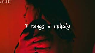 7 rings x unholy // slowed + reverb // tiktok mashup Resimi