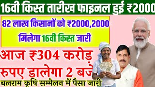 BREAKING-16वी किस्त फाइनल तारीख/₹2000/किसान कल्याण किस्त/82 लाख किसानों बड़ी सौगात/पैसा जल्द/