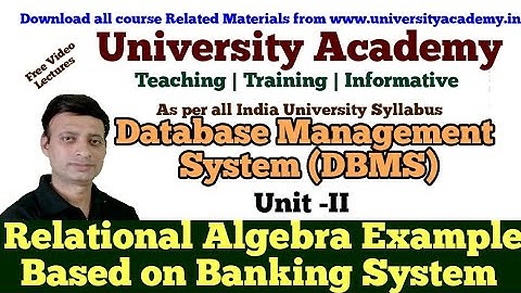 DBMS19: Database management system| DBMS|Relational Algebra Operator |Selection ,Projection Opeartor
