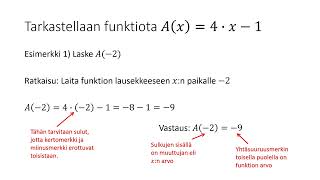 Funktion arvo ja muuttujan arvo
