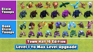 Level 1 to Max TH 16 Troops Upgrade | Upgrade All Troops in 4 Minutes | Clash of Clans
