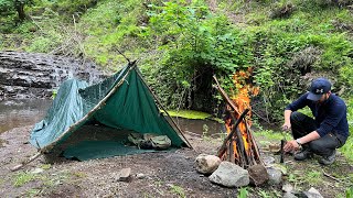 SOLO CAMPING NEXT to the WATERFALL | SPRING SEASON in the HEART of the FOREST | ASMR