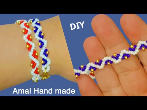 كيفية صنع أساور خرز أساور خرز سهله و بسيطة مجوهرا ت الخرز للمبتدئين Seed Bead Jewelry 