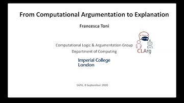 SAFA 2020 *Invited Talk* From Computational Argumentation to Explanation