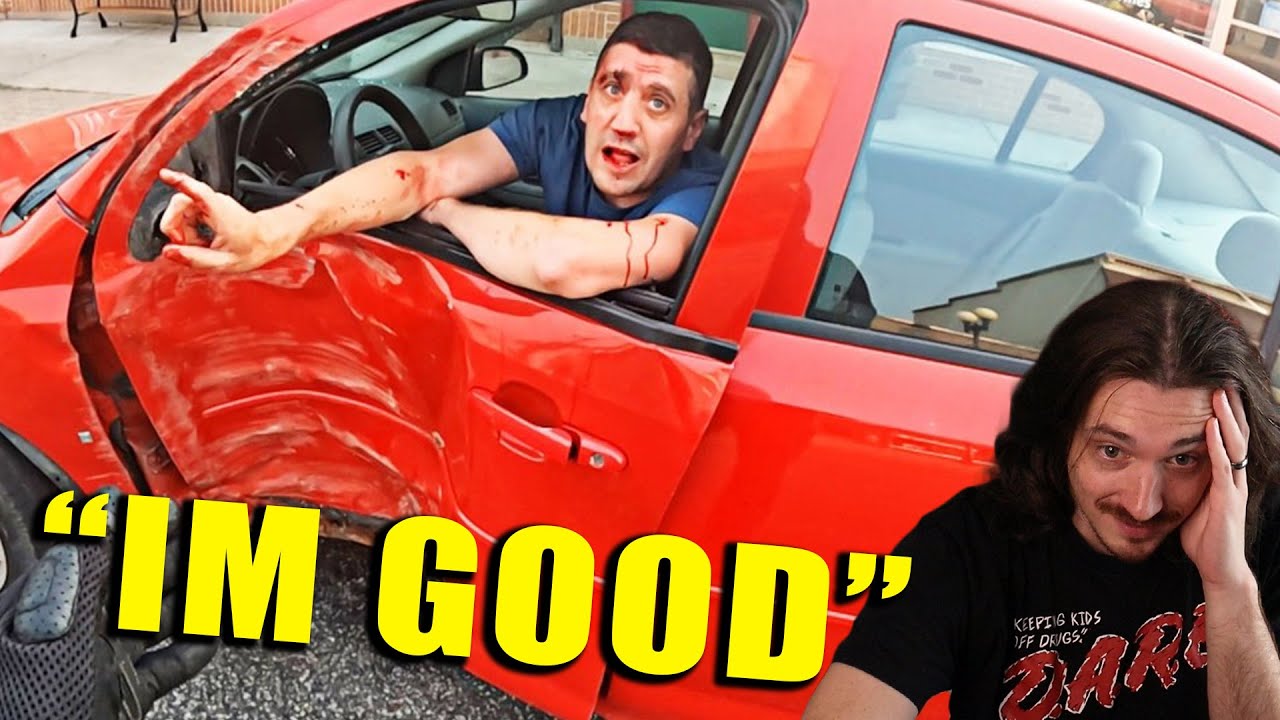 Insane Man Rams Tree Then Drives Off