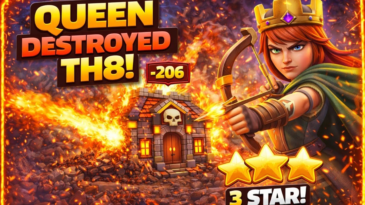 Queen DESTROYED Town Hall 8! 👑🔥 Easy 3 Star