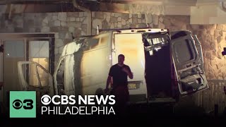 Van catches fire, crashes into senior living home in New Jersey