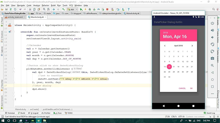 DatePicker Dialog (Kotlin) - Android Studio Tutorial