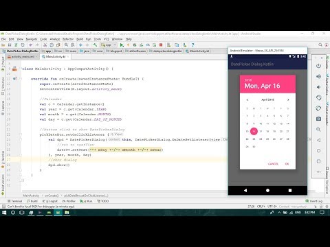 DatePicker Dialog (Kotlin) - Android Studio Tutorial