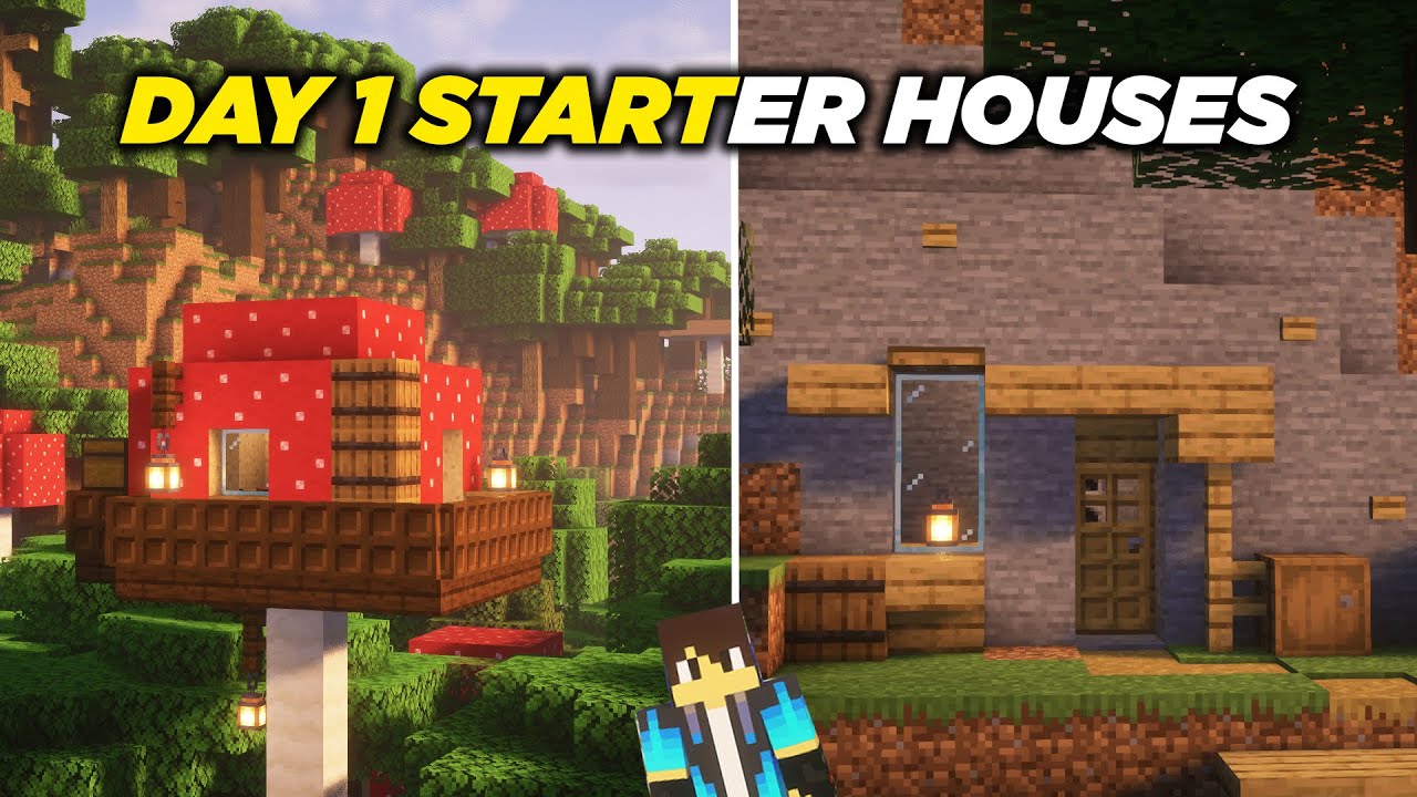 Easy Day 1 Starter House in MINECRAFT - YouTube
