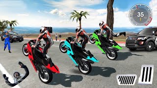 Extreme Motorbikes Cop on Fuel station Blue police Bike Motocross Racing For Android Brazil & Mexico screenshot 1