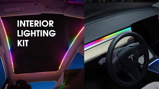 Tesla Model 3/Y Interior Lighting Upgrade  dashboard & sunroof | EVBase Ambient Lighting Kit